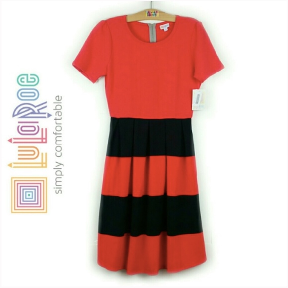 LuLaRoe Dresses & Skirts - LulaRoe Amelia Red & Black Striped Dress